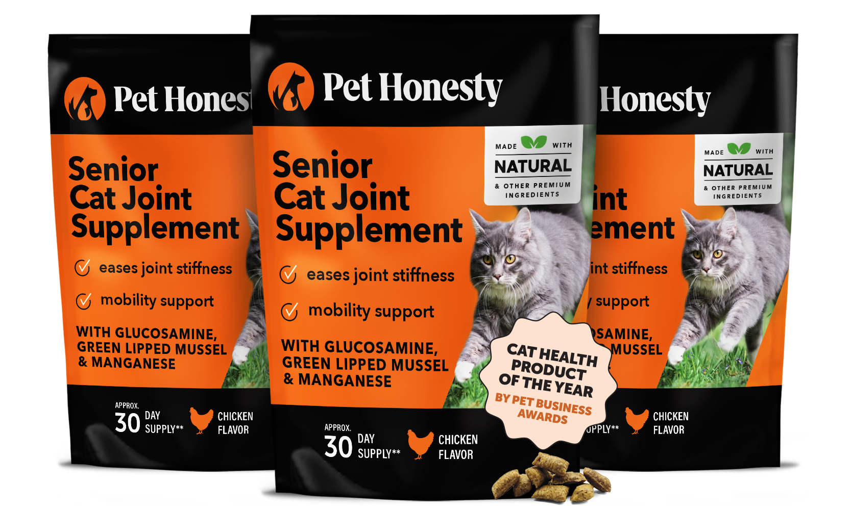 Dual Texture Hip & Joint Supplement for Cats 3-Pack (Chicken Flavor)