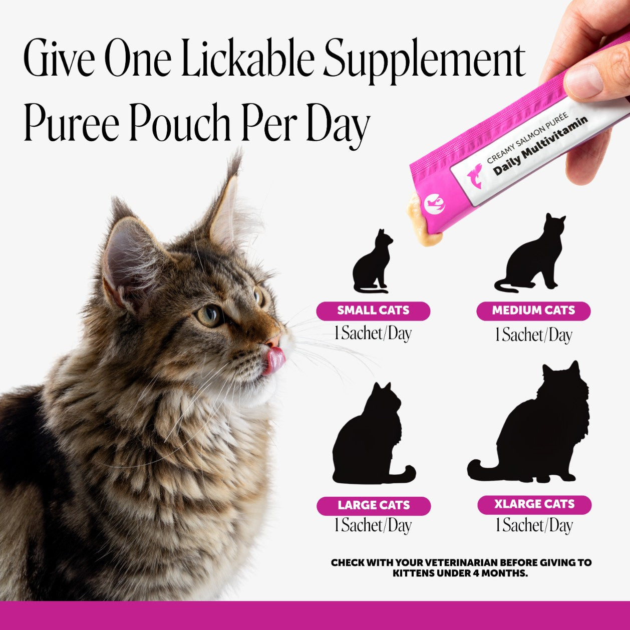 Squeezables Multivitamin Lickable Supplements for Cats, 40 Pouches