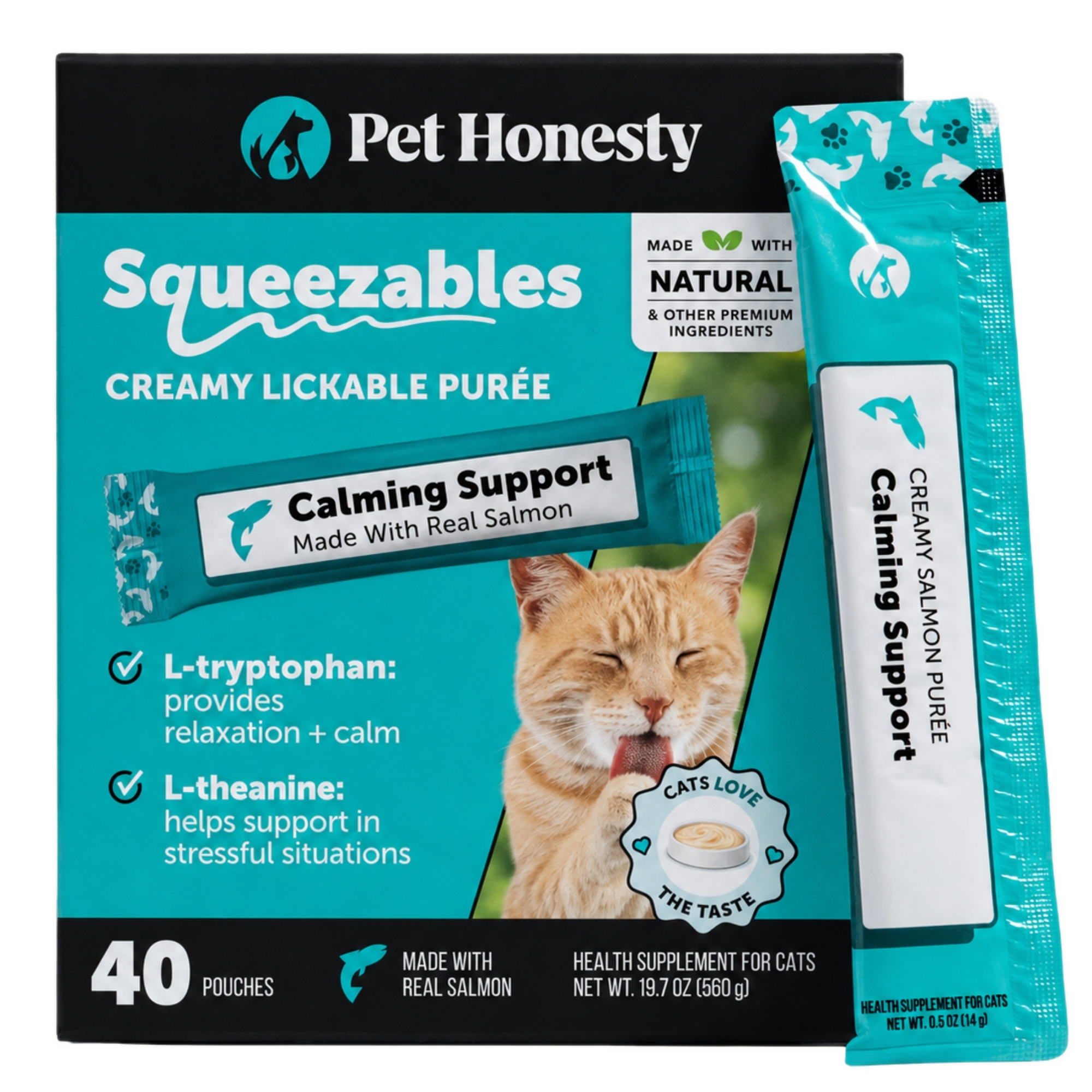Squeezables Calming Supplement for Cats, 40 Pouches