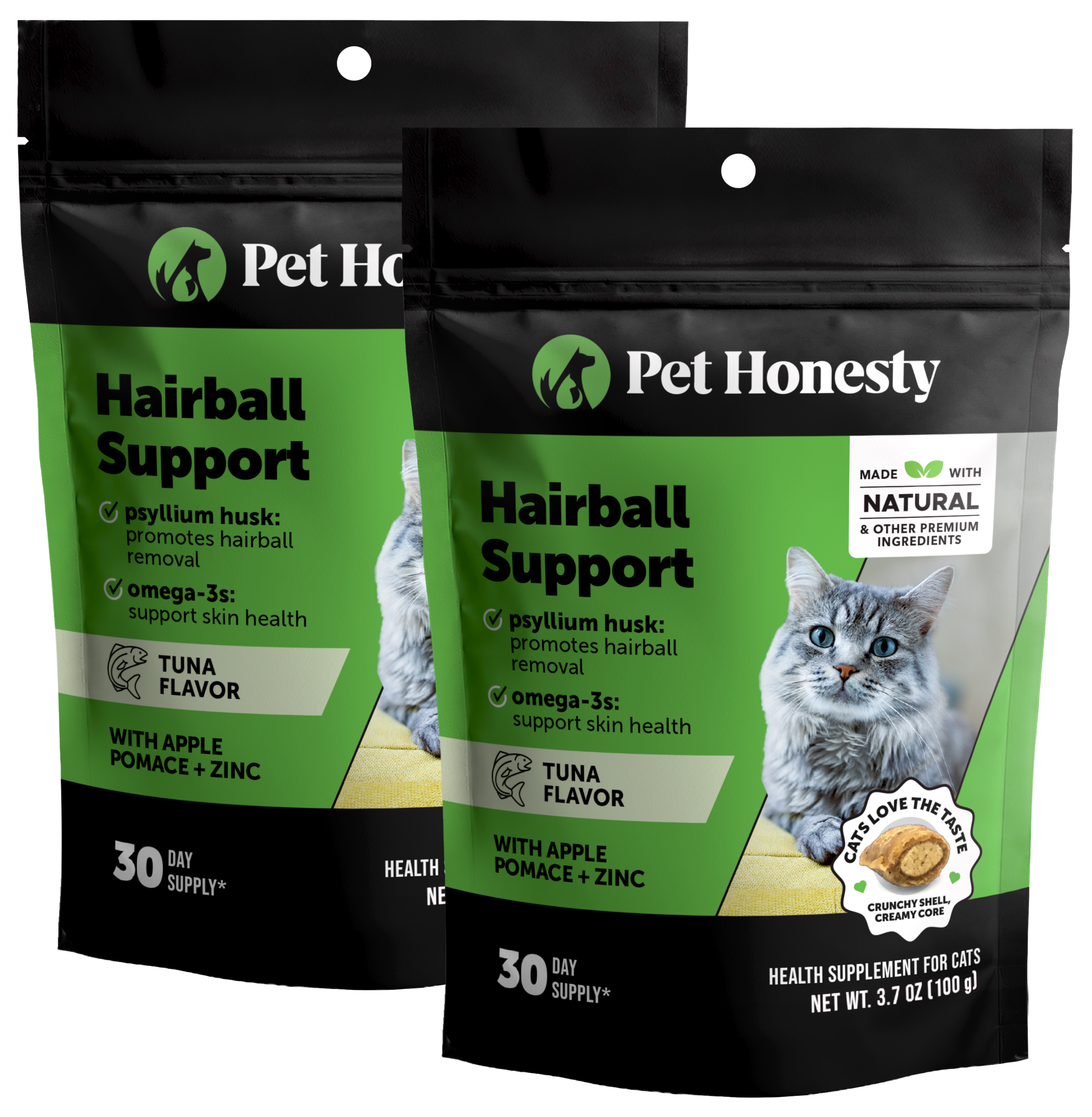 Dual Texture Hairball Support Supplement for Cats 2-Pack (Tuna Flavor)